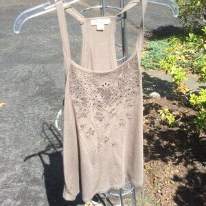 Forever 21 Gold Sequin Eyelet Front Tank Top